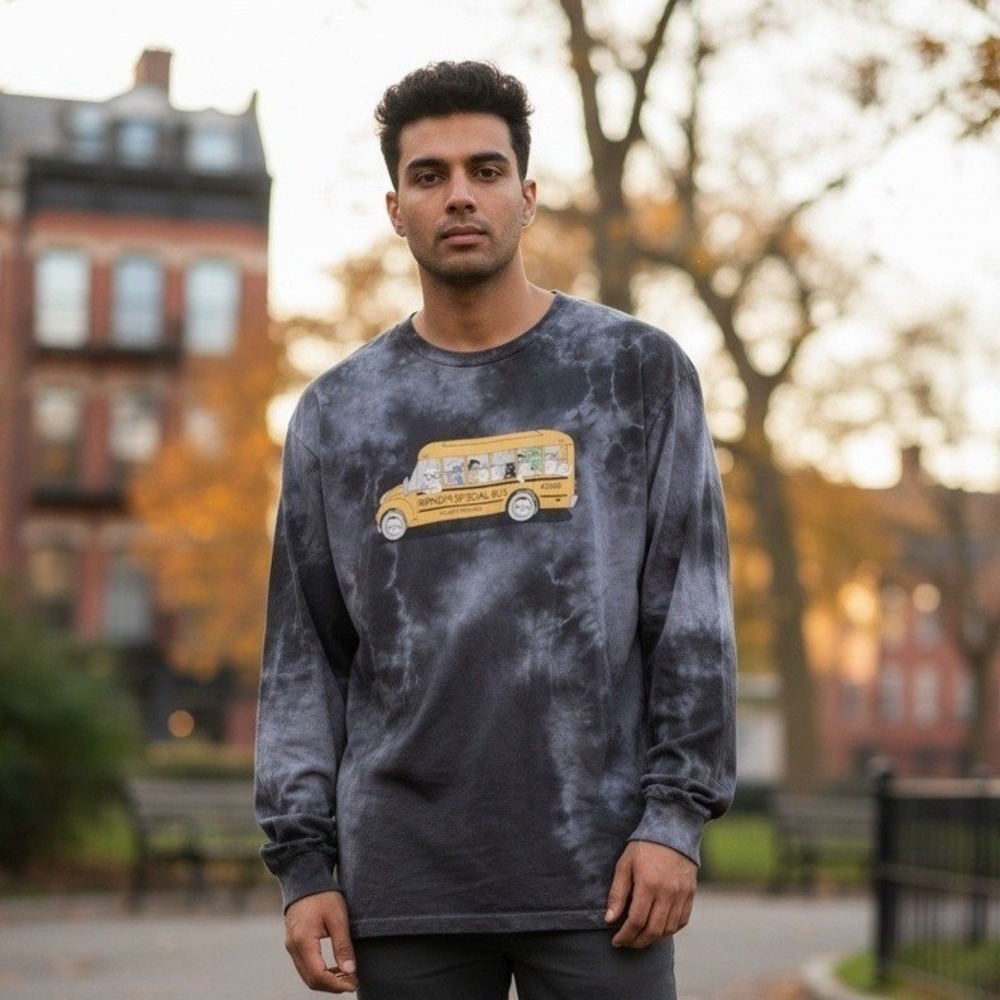 Ripndip Special Bus Tie Dye Long Sleeve Shirt Mens Medium Grey Lord Nermal Tee